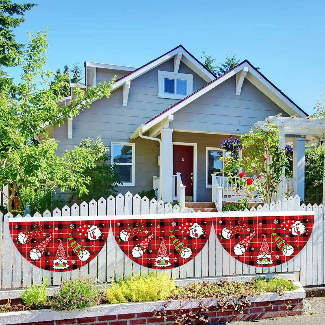Christmas Outdoor Fan-shaped Flag Banner Merry Christmas Decoration for Home 2024 Xmas Ornament Navidad Natal Noel New Year 2025