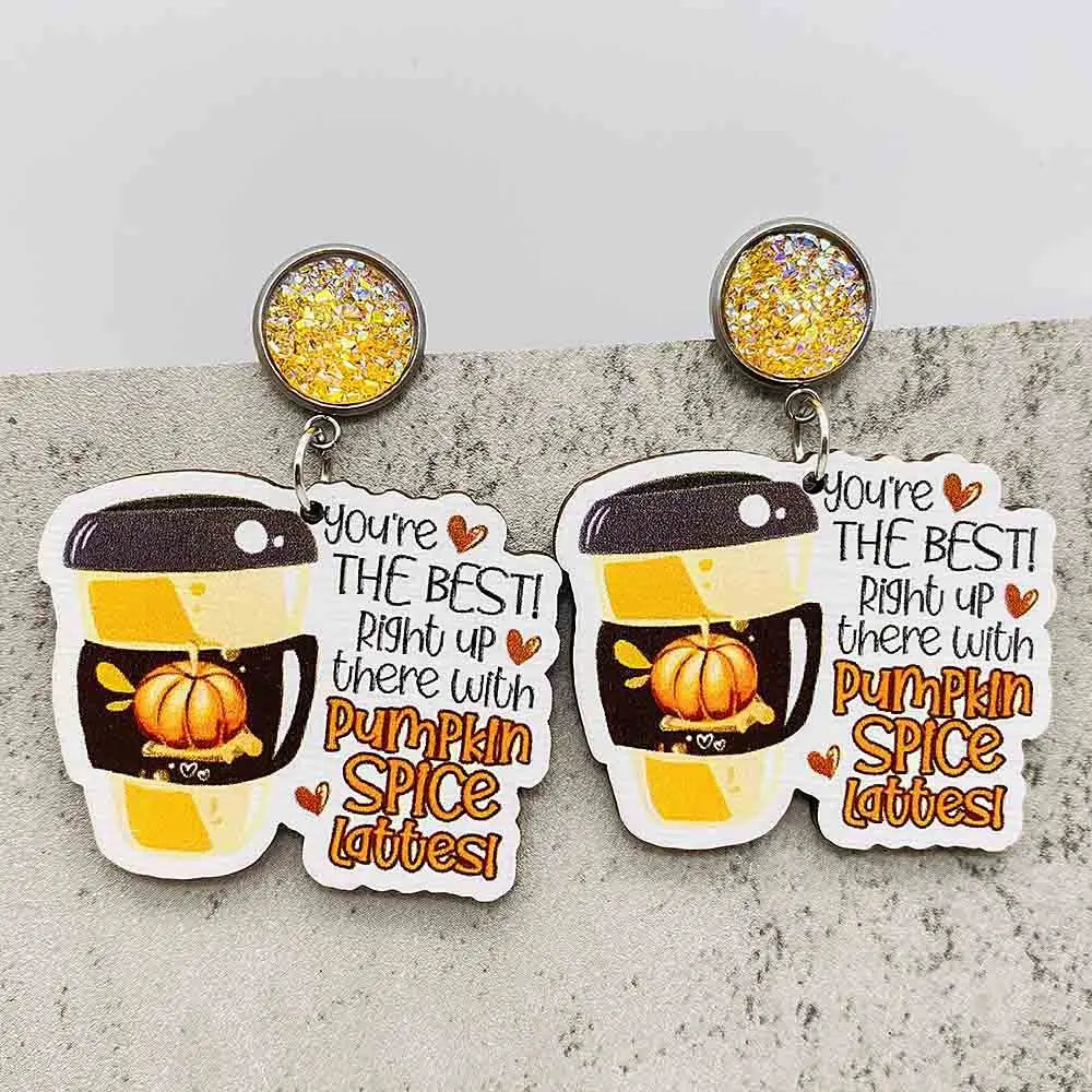 Autumn Thanksgiving Earrings Turkey Pumpkin Maple Leaf Wooden Earrings Women's Thanksgiving Festival Jewelry