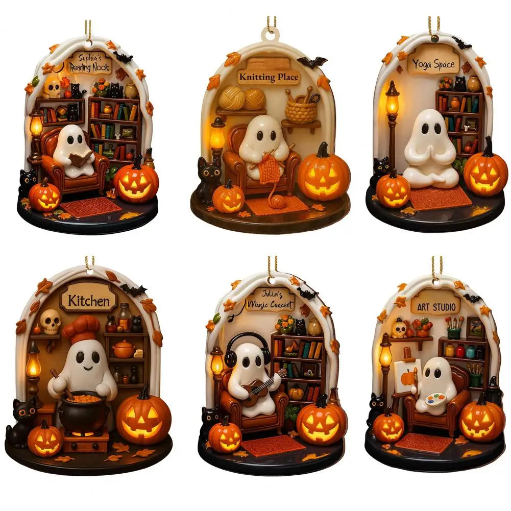 Cute Halloween Decorations Warm Halloween Ornaments Spooky Halloween Ghost Ornaments for Indoor Home Decor Acrylic for Reading