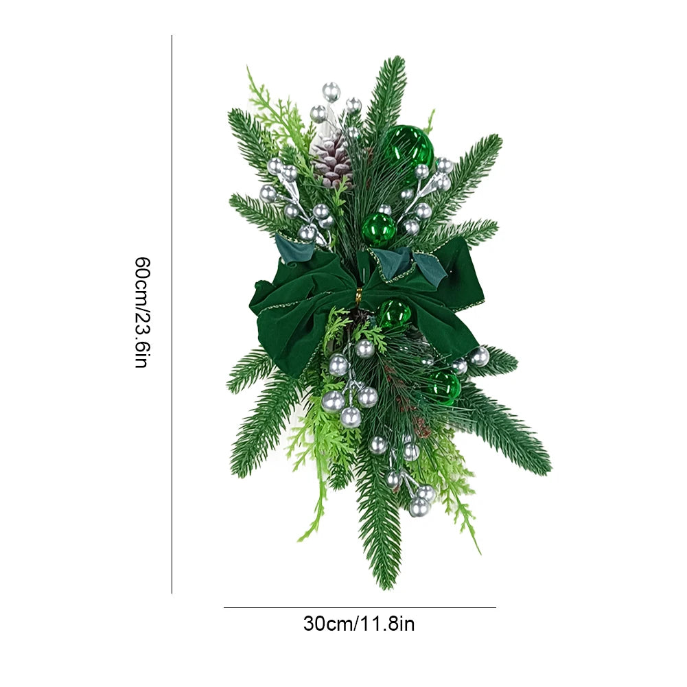 Door Stairs Wreath Christmas Wreath Hanging Pendants Artificial Flowers Stairway Swag Trim Garland Christmas Decorations 2024