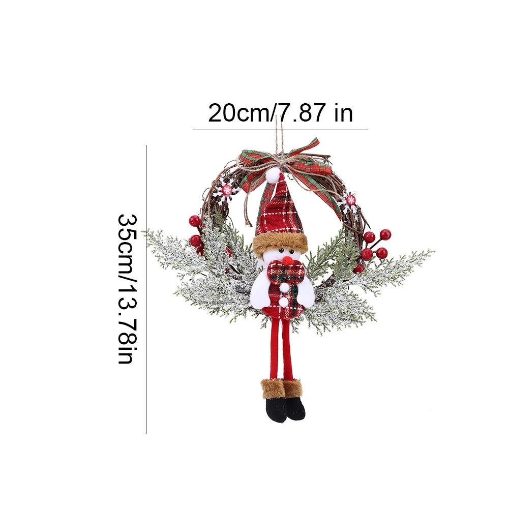 Christmas Door Decor Wreaths Realistic Hanging Wreath Garland Decoration Versatile Bow/Berry/Santa/Reindeer for Home Party Decor
