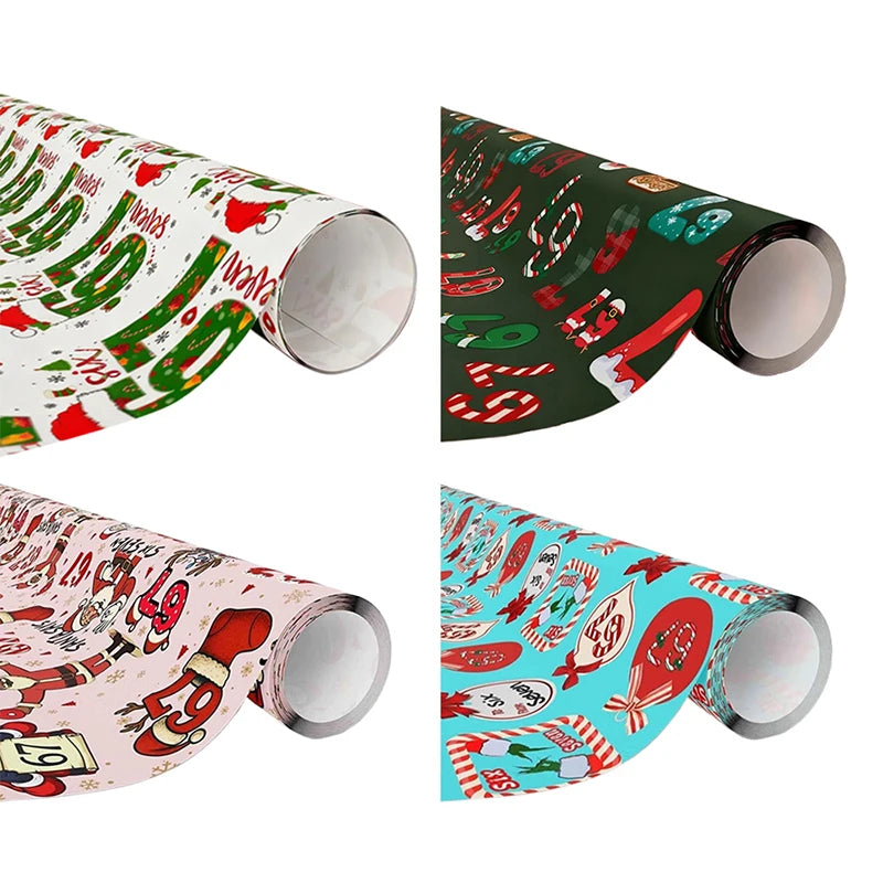 67 Santa-themed Christmas Wrapping Paper, 6 7 Children's Gift Wrap, 67 Humorous Christmas Wrap