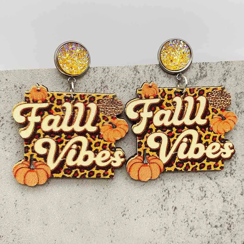 Autumn Thanksgiving Earrings Turkey Pumpkin Maple Leaf Wooden Earrings Women's Thanksgiving Festival Jewelry