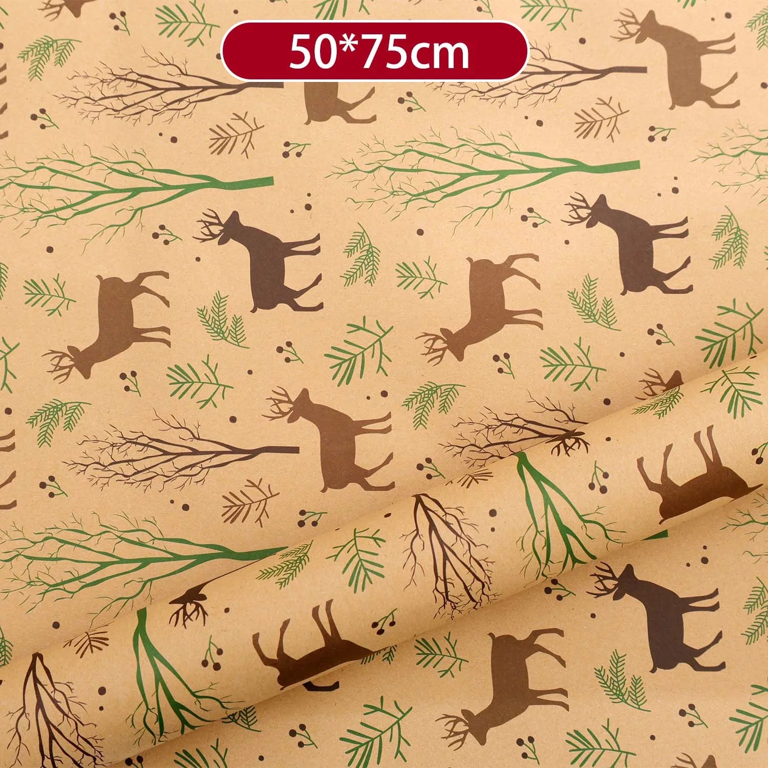 Christmas Kraft Wrapping Paper Cartoon Xmas Tree Santa Claus Gifts Packaging Paper DIY Craft Home Party Decoration Background