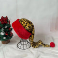 Leopard print with red border Christmas Xmas Cap Gifts New Year Festival Holiday Party Supplies Props