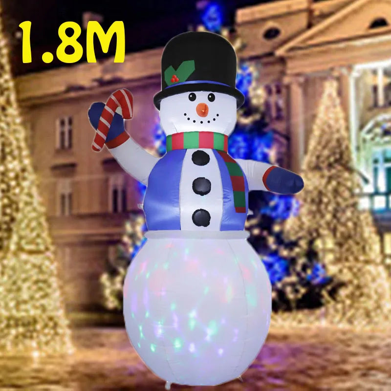 Christmas Decoration 1.8m Inflatable Gentleman Snowman with LED Lights Xmas New Year Party Indoor Outdoor Inflatable Ornament