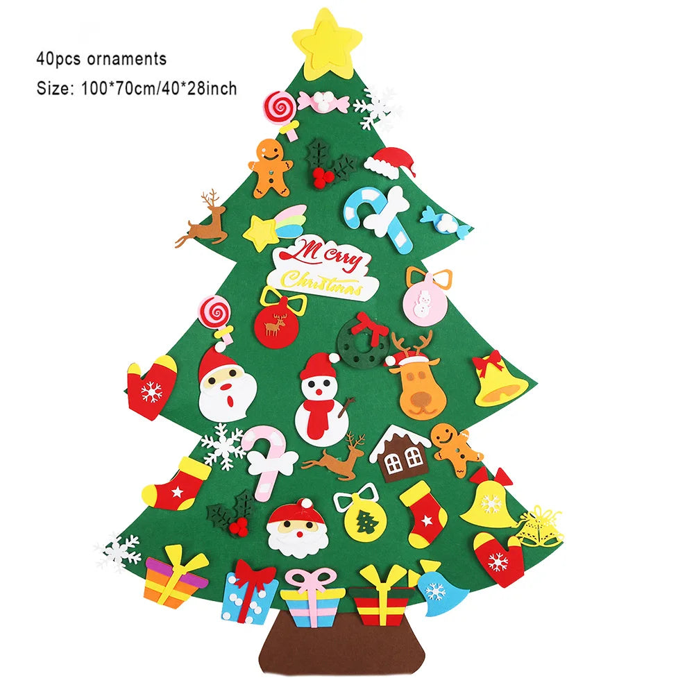 DIY Felt Christmas Tree Christmas Decoration for Home Xmas Door Wall Decorations Wall Hanging Ornaments For Kids New Year Gifts