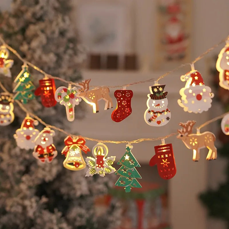 Christmas Deer Snowflake LED String Lights Battery Powered Fairy Lights Christmas Tree Ornament Decoration