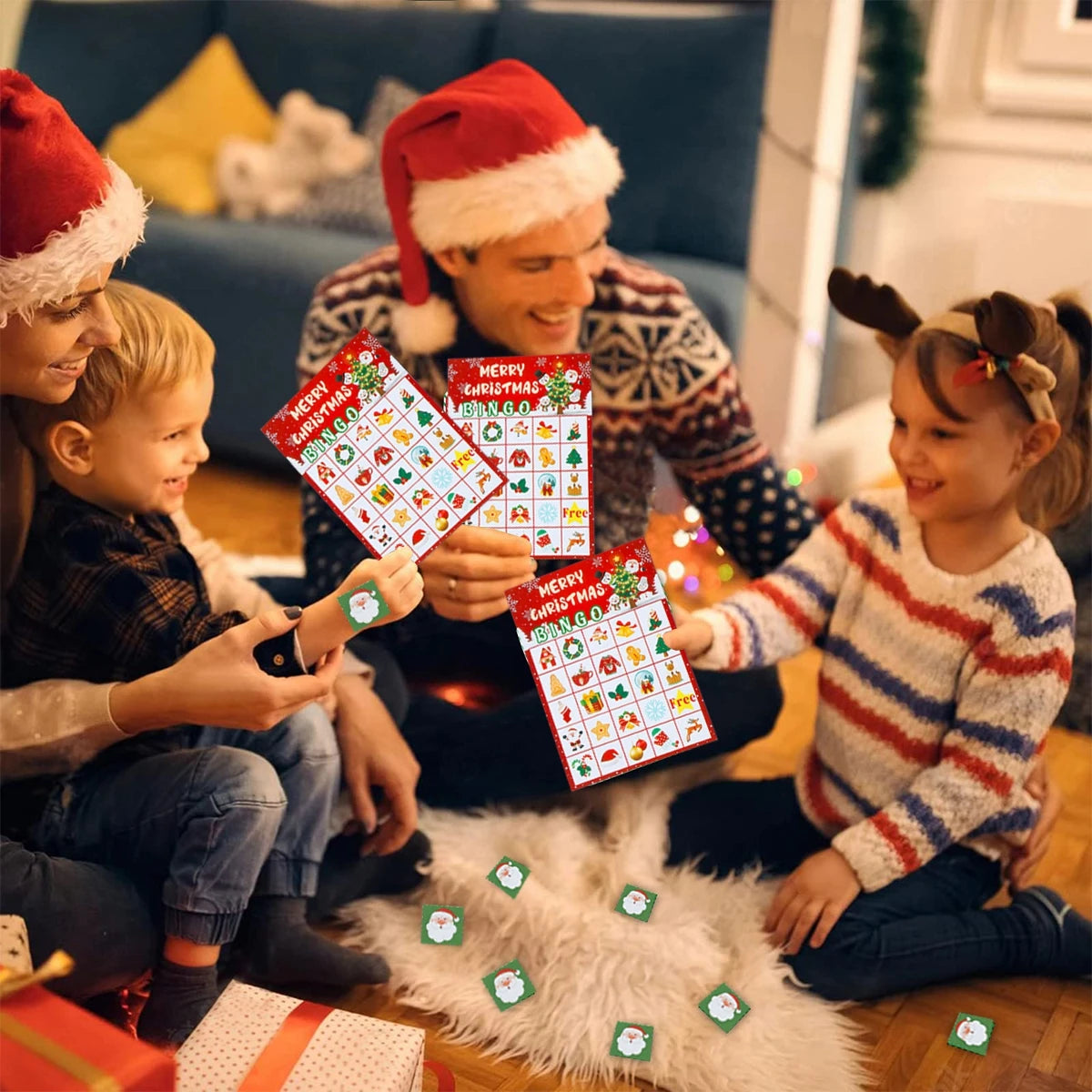 Christmas Bingo Game Christmas Decoration for Home 2024 Games with Reward Sticker Xmas Ornament Navidad Natal New Year Gift 2025