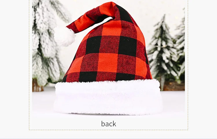 Christmas Black Red Plush Hat Santa Novelty Hat Kids Christmas Decorations For New Year Home Santa Claus Gift Party Supplies