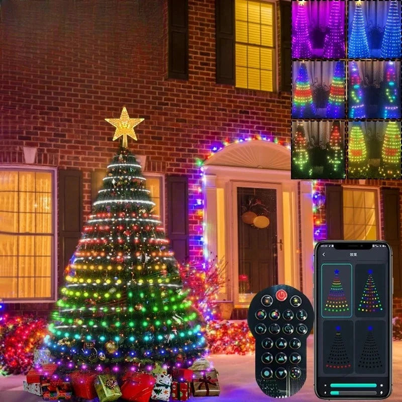Christmas Decorations Tree Led Lights String Application DIY Image LED RGB IC Fairy Bluetooth Control