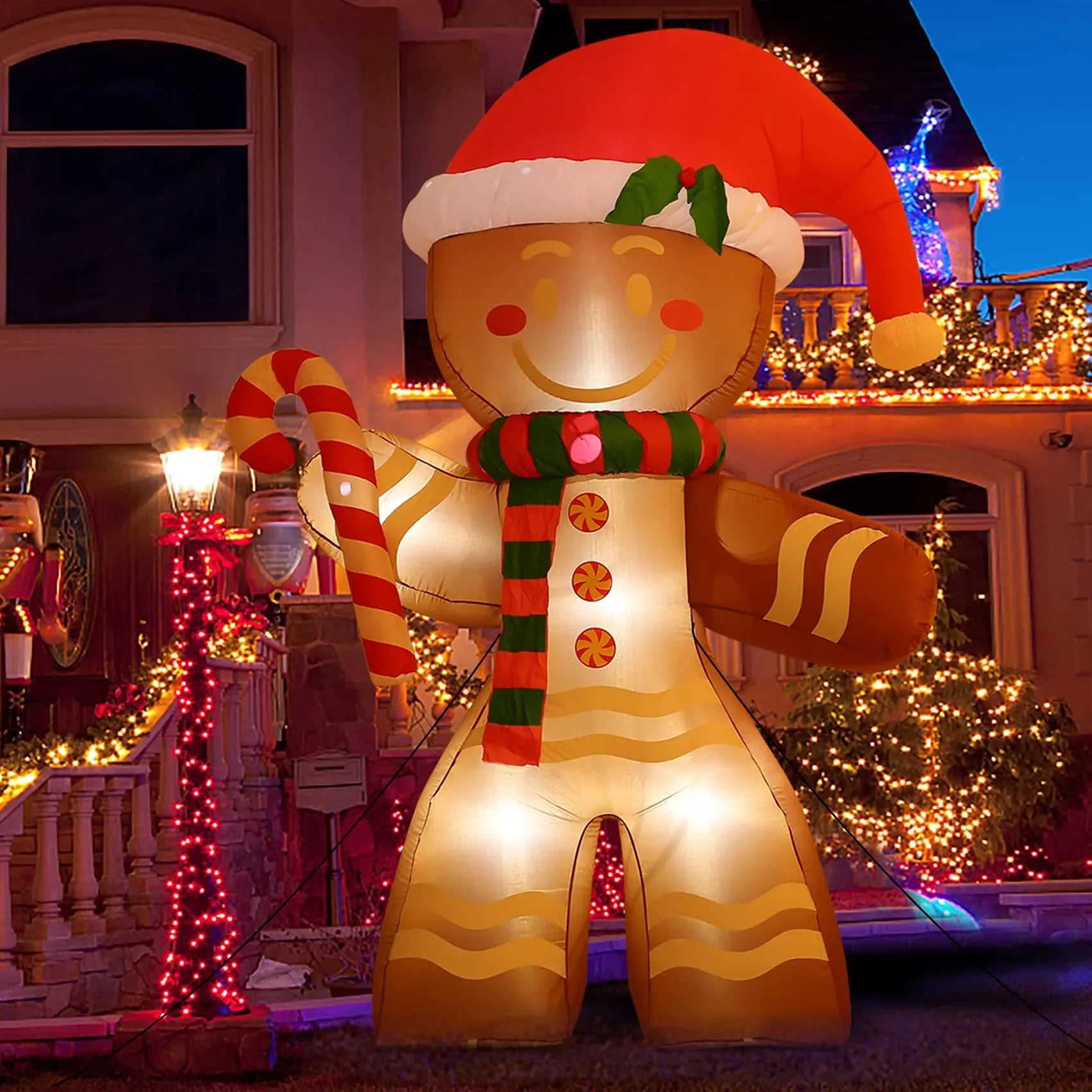 Christmas Inflatable Decoration Toy Built-in LED Lights Inflatable Model Indoor Outdoor Ornament Xmas Party New Year Garden Deco