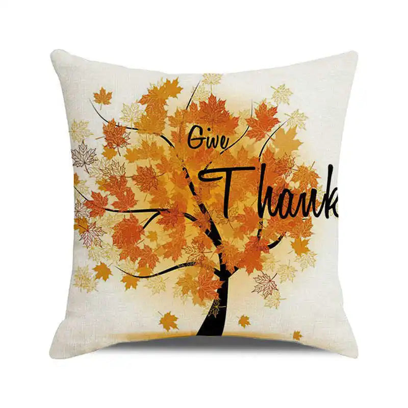 Happy Thanksgiving! Autumn maple leaves Digital printing short plush pillow covers for car sofa office cushion cover home goods
