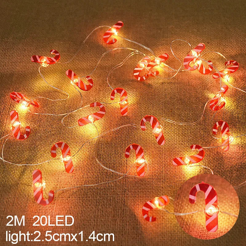 2M 20LED Santa Claus Snowflake LED Light String Christmas Decoration For Home Xmas Tree Ornament 2025 Navidad Kids Gift New Year