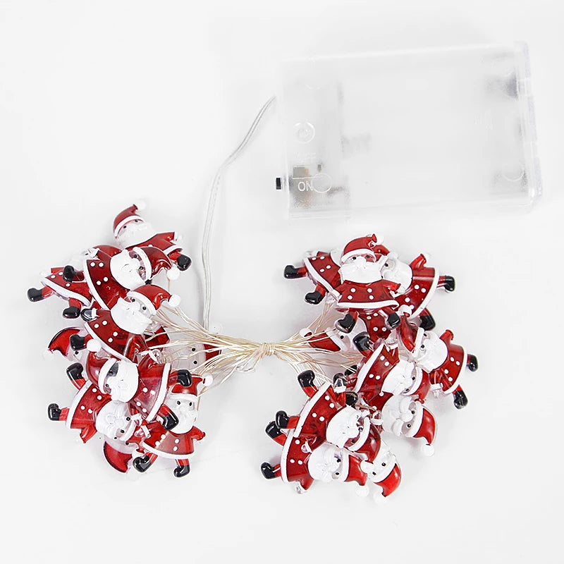 2M 20LED Santa Claus Snowflake LED Light String Christmas Decoration For Home Xmas Tree Ornament 2025 Navidad Kids Gift New Year