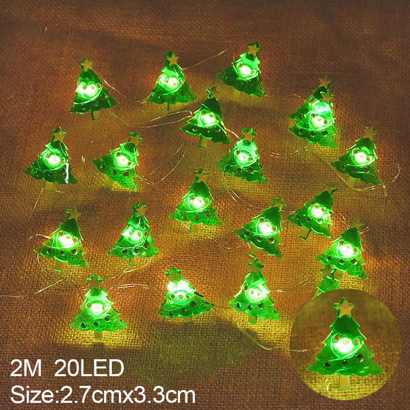 2M 20LED Santa Claus Snowflake LED Light String Christmas Decoration For Home Xmas Tree Ornament 2025 Navidad Kids Gift New Year