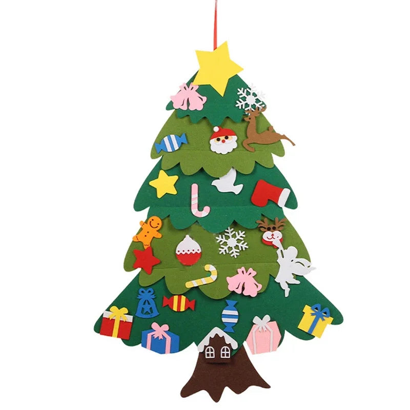 DIY Felt Christmas Decorations Xmas Tree Door Wall Hanging Ornaments Felt Christmas Tree New Year Santa Claus Xmas Kids Gifts