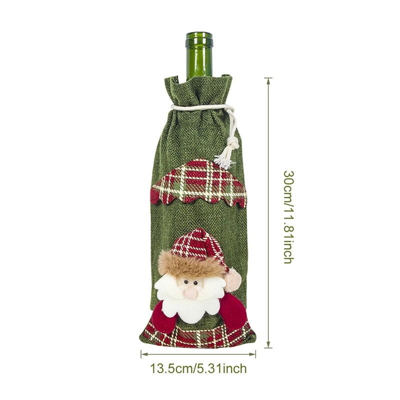 Christmas Wine Bottle Cover Merry Christmas Decoration For Home 2024 Christmas Ornaments Decor Happy New Year 2025 Navid Noel