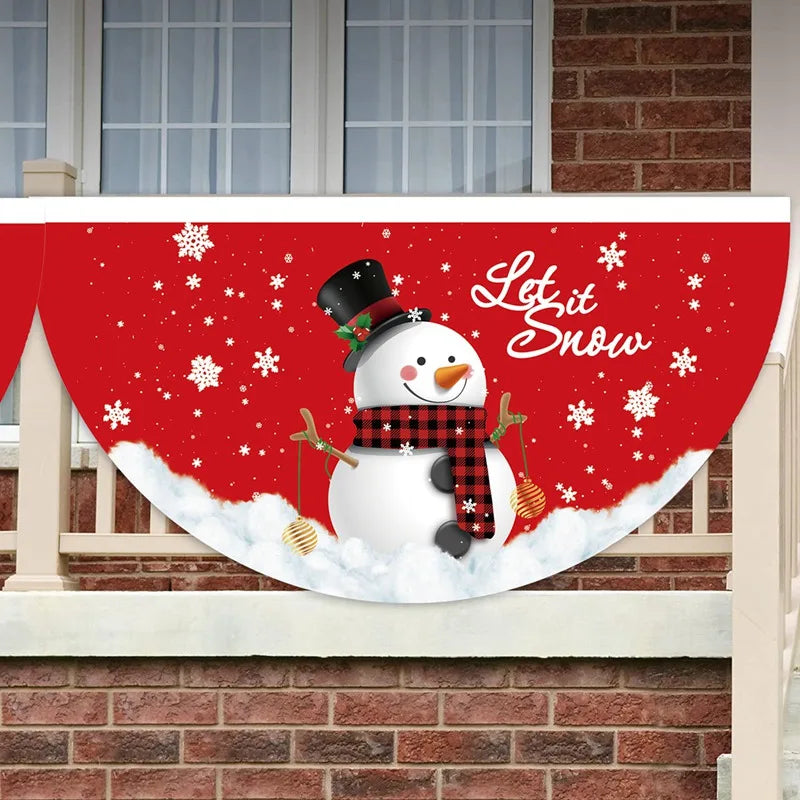 Christmas Outdoor Fan-shaped Flag Banner Merry Christmas Decoration for Home 2024 Xmas Ornament Navidad Natal Noel New Year 2025