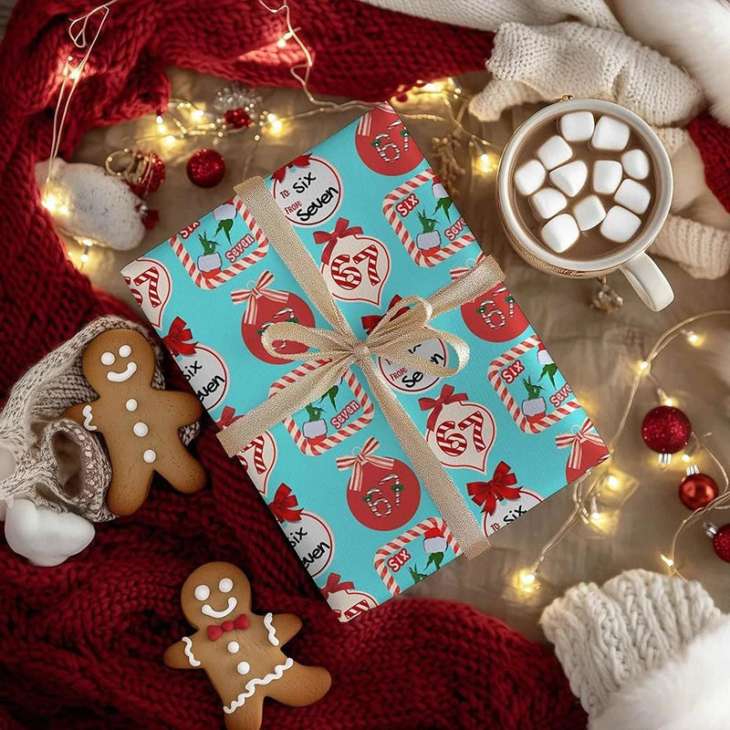 67 Santa-themed Christmas Wrapping Paper, 6 7 Children's Gift Wrap, 67 Humorous Christmas Wrap