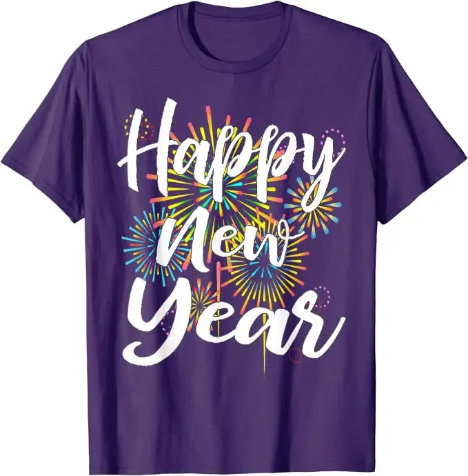 New Years Eve Happy New Year 2025 Gift Fireworks T-Shirt for Women Men Family Matching Outfits Cute Present Aesthetic Clothes