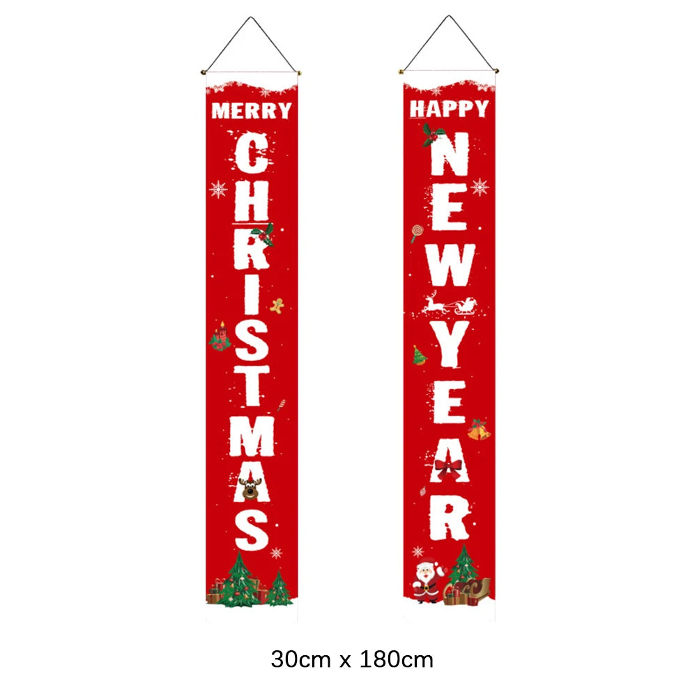 Christmas Door Decoration Merry Christmas Snowman Santa Banner Xmas Hanging Ornament Decoration for Home Happy New Year 2023