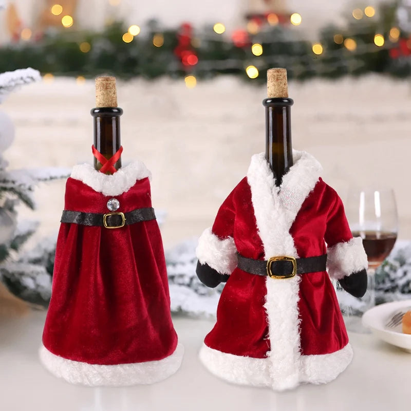 Christmas Wine Bottle Cover Merry Christmas Decoration For Home 2024 Christmas Ornaments Decor Happy New Year 2025 Navid Noel