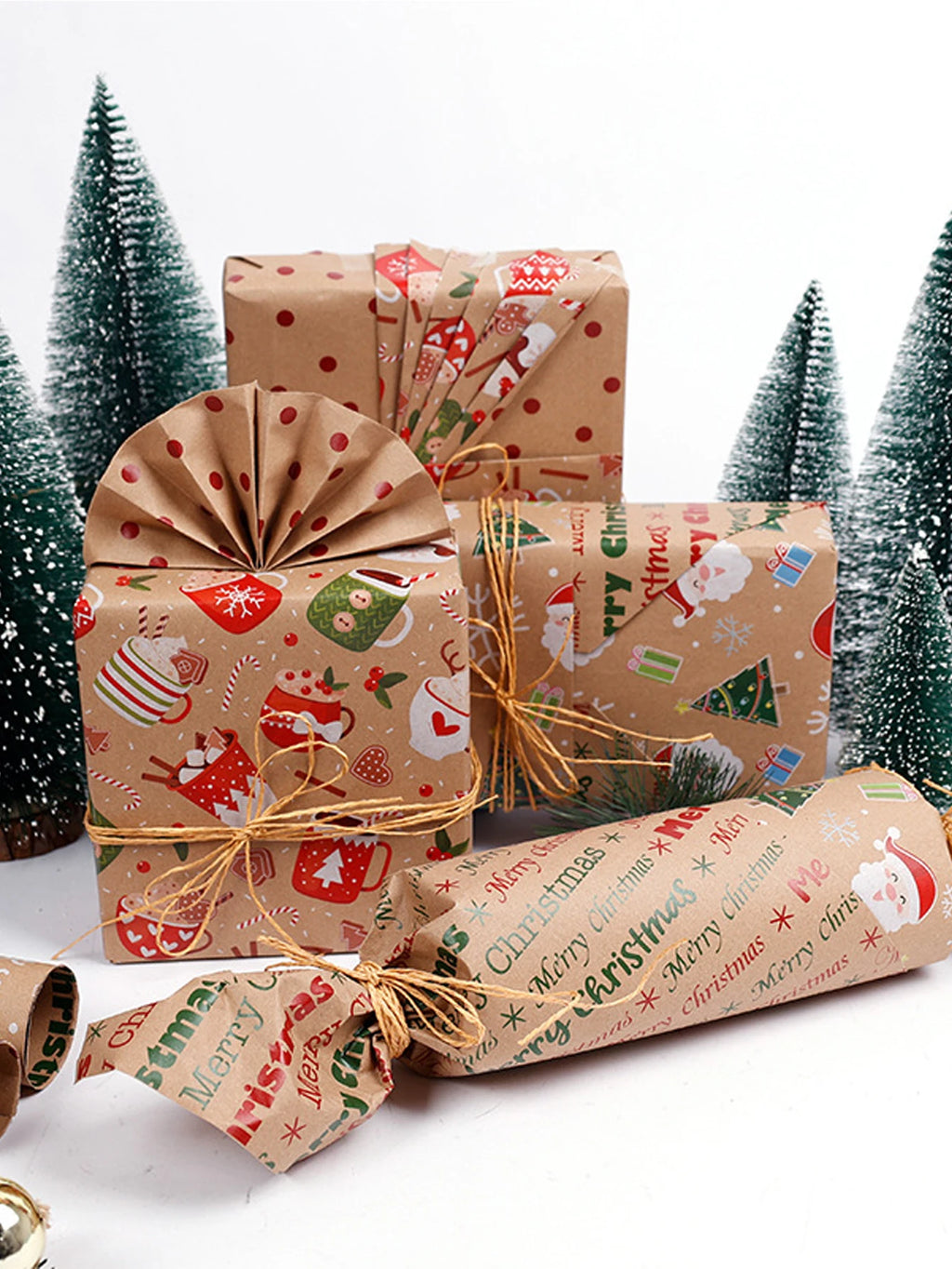 Christmas Gift Wrapping Paper Christmas Trees Handmade Paper Gift Wrapping Paper Flower Bouquet Packaging Paper