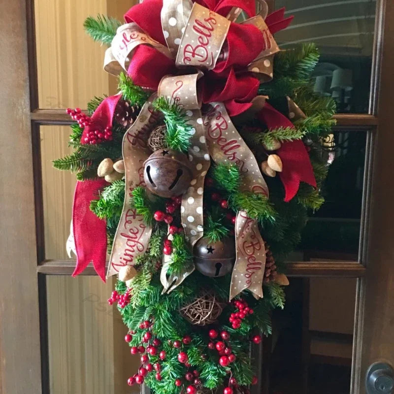 Christmas Door Hanging Garland Decoration Christmas Wreath Home Party Garland Christmas Flowers Window Deco Craft New Year