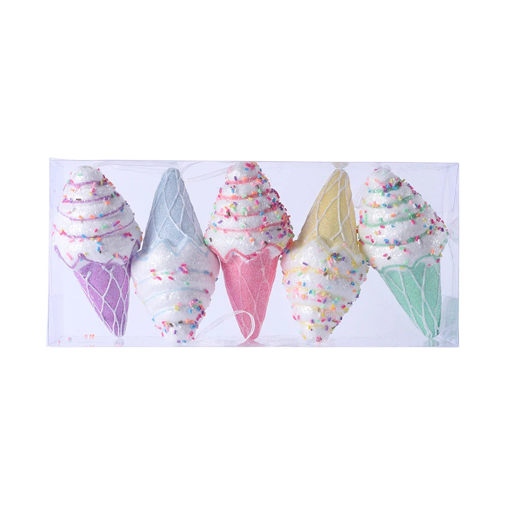 Mix Cute Candy Donuts Cupcake Ice Cream Cone Christmas Ornaments Kit Christmas Tree Hanging Decorations Gifts Navidad Natal