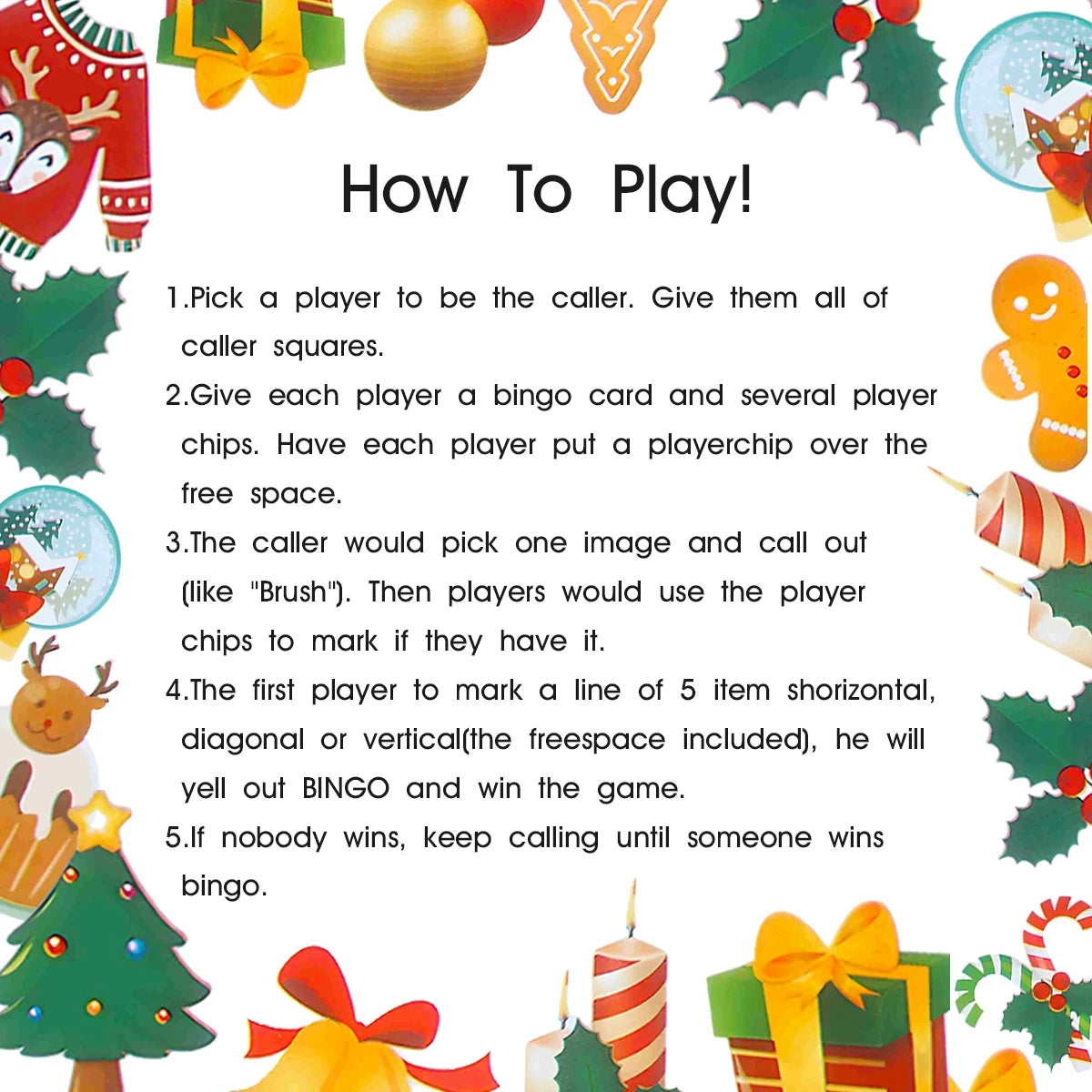 Christmas Bingo Game Christmas Decoration for Home 2024 Games with Reward Sticker Xmas Ornament Navidad Natal New Year Gift 2025
