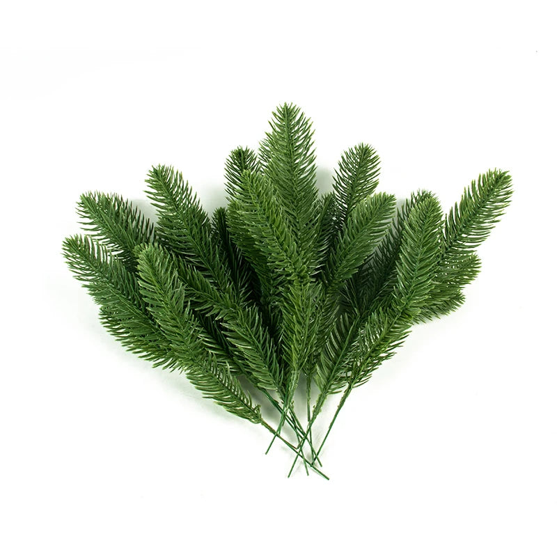 10/20pcs Artificial Pine Branches Green Leaves Needle Fake Greenery Pine for DIY Garland Wreath Christmas Embellishing Noel 2023