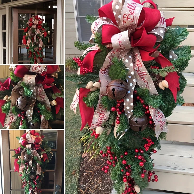 Christmas Door Hanging Garland Decoration Christmas Wreath Home Party Garland Christmas Flowers Window Deco Craft New Year