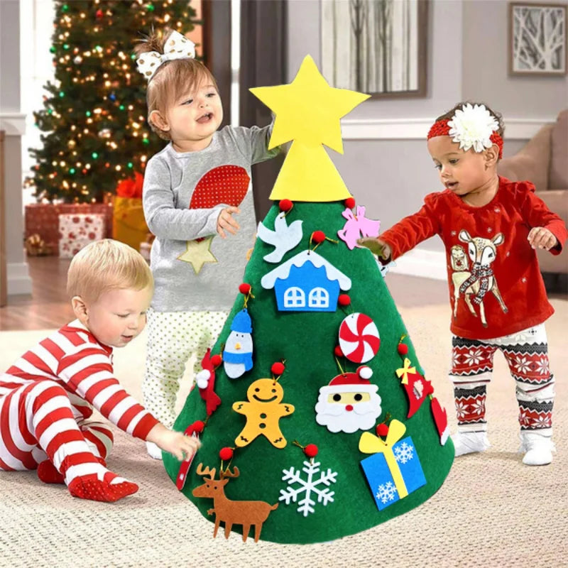 DIY Felt Christmas Tree Christmas Decoration for Home Navidad 2022 New Year Christmas Ornaments Santa Claus Xmas Kids Gifts