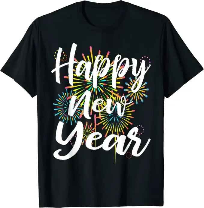 New Years Eve Happy New Year 2025 Gift Fireworks T-Shirt for Women Men Family Matching Outfits Cute Present Aesthetic Clothes