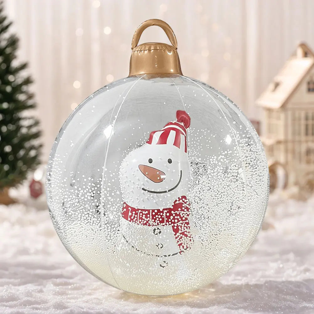 60cm Inflatable Christmas Ball With Light Santa Claus Snowman Christmas Tree Giant Big Large Christmas Balls Ornament Xmas Decor