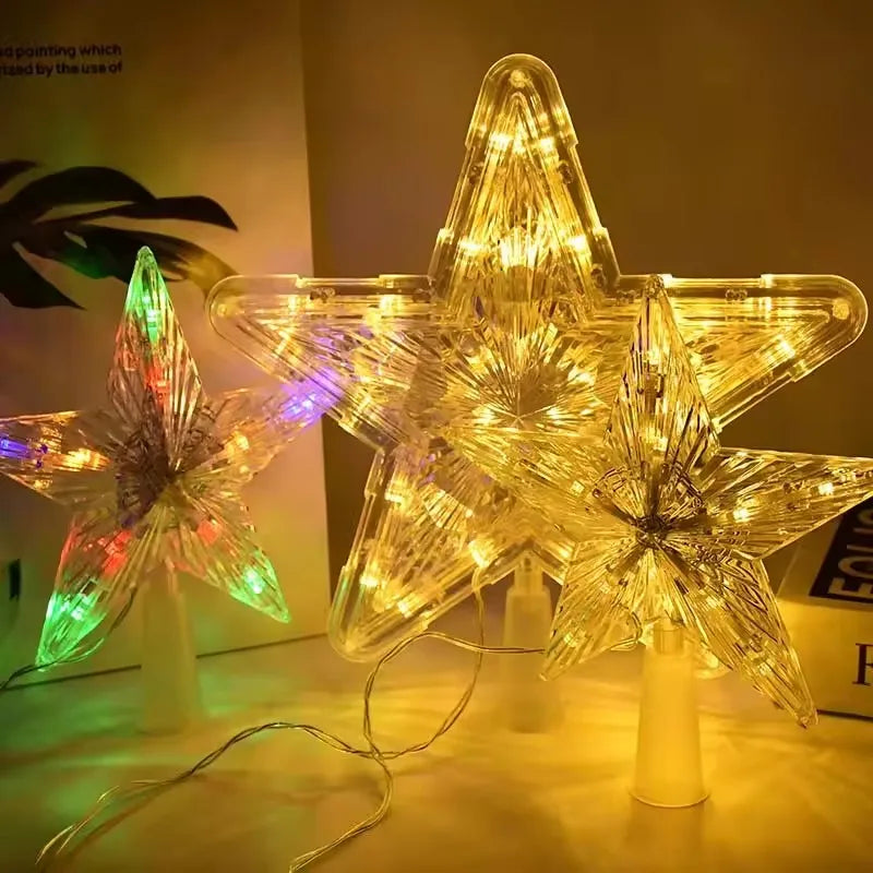 15/19cm Christmas Decoration Glowing Tree Topper Glitter Shining Star Xmas Tree Ornaments for Home Decor Navidad New Year 2026