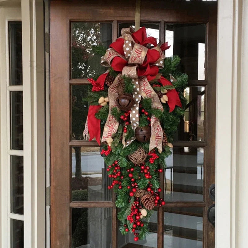 Christmas Door Hanging Garland Decoration Christmas Wreath Home Party Garland Christmas Flowers Window Deco Craft New Year
