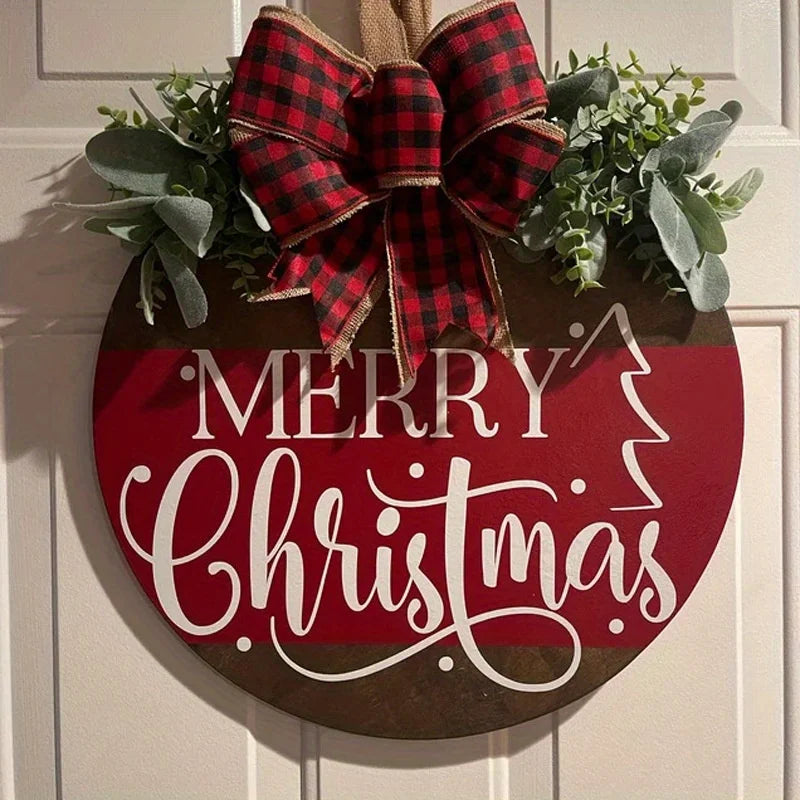 3pcs Christmas Decorations Wooden Welcome Sign and Christmas Hanging Door Banner Merry Christmas Decorations for Home Xmas