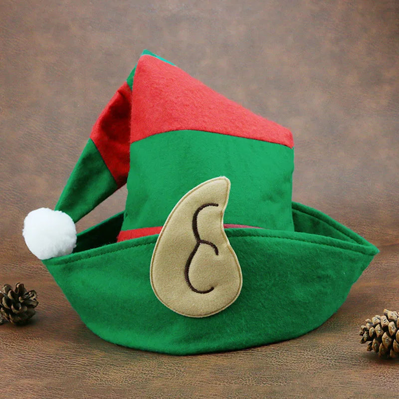 (1 Piece/bag) 53*34cm Christmas Elf Hat Red Green Striped Party Hat New Year Celebration DIY