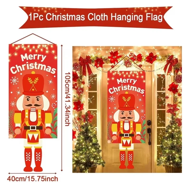Merry Christmas Hanging Flag Christmas Decorations For Home 2024 Christmas Door Banner Xmas Gifts Navidad Happy New Year 2025