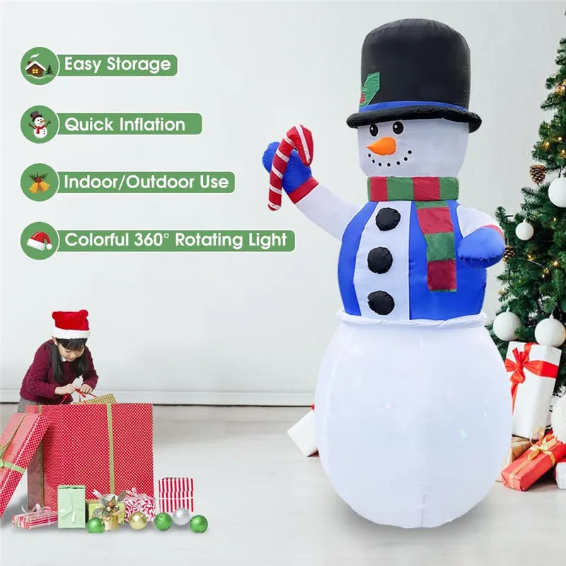 Christmas Decoration 1.8m Inflatable Gentleman Snowman with LED Lights Xmas New Year Party Indoor Outdoor Inflatable Ornament