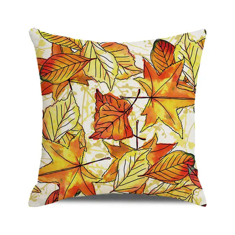 Happy Thanksgiving! Autumn maple leaves Digital printing short plush pillow covers for car sofa office cushion cover home goods