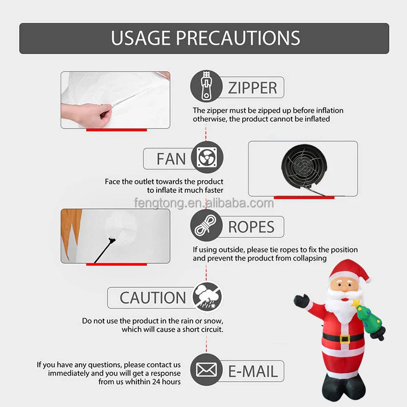 Christmas Inflatables 8ft Christmas Inflatable Santa Claus With Led Lights For Holiday Decorations