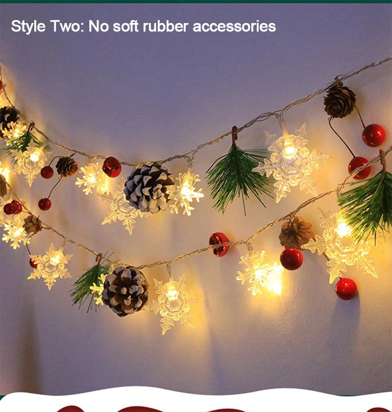 Christmas LED Light String Santa Claus Elk Snowman Xmas Ornament String Light Christmas Decorations 2025 New Year Navidad Gift
