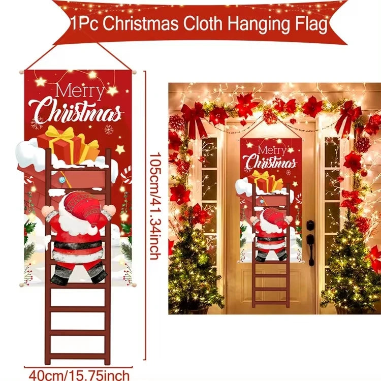 Merry Christmas Hanging Flag Christmas Decorations For Home 2024 Christmas Door Banner Xmas Gifts Navidad Happy New Year 2025
