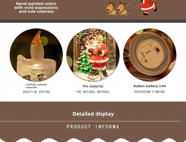 Hot Christmas Decorations Wind Lamp Candle Candlestick Crystal Ball Lights Snow Snowflake Music Box Xmas Gift Scene Arrangement