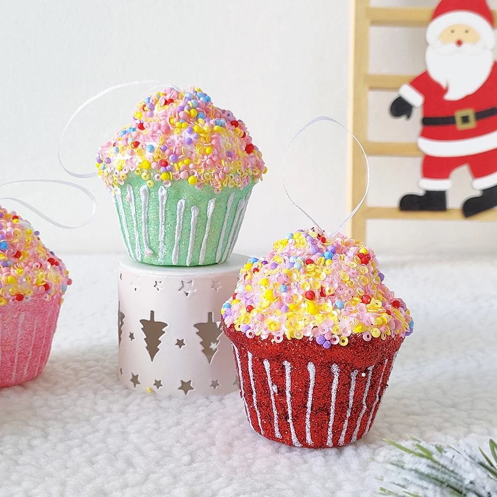 Mix Cute Candy Donuts Cupcake Ice Cream Cone Christmas Ornaments Kit Christmas Tree Hanging Decorations Gifts Navidad Natal
