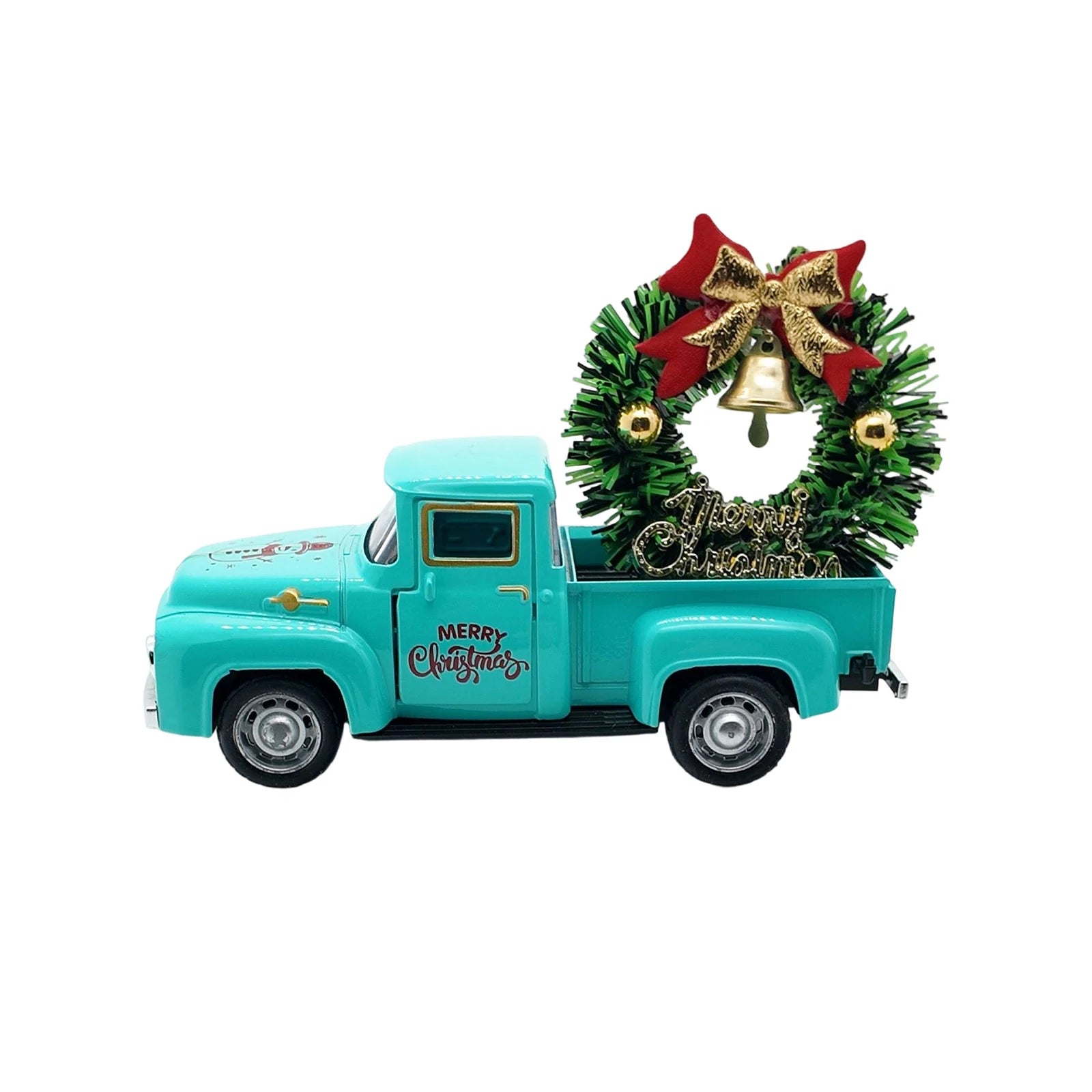Christmas Table Decoration Mini Snowman Truck with Wreath Figurine Desk Statues Centerpieces for Home Party Decor