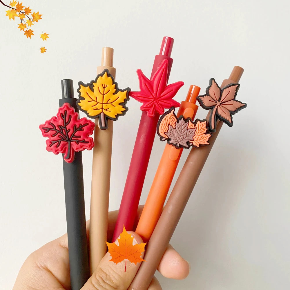 5Pcs Thanksgiving Leaf Pens Autumn Ballpoint Pens for Thanksgiving Harvest Office Classroom Activity Party Supplies